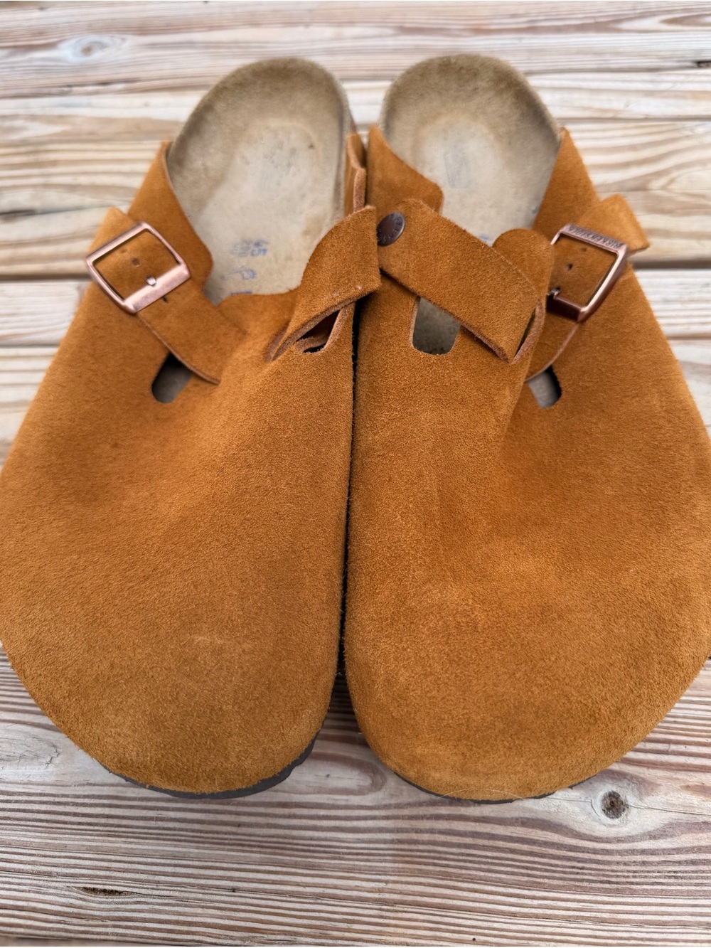 Birkenstock Men’s Suede Clog Slip-On in Cognac Brown